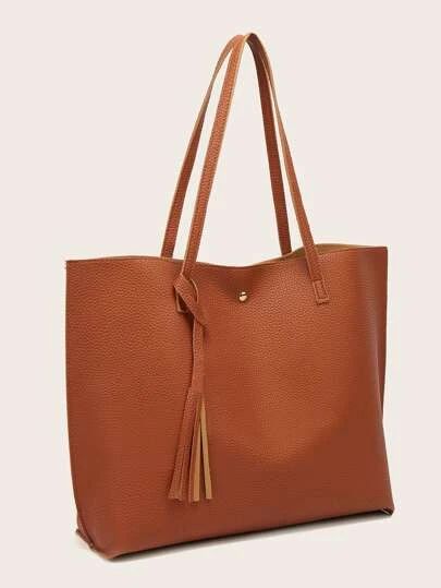 Women's Bags & Accessories | Bags for Women | SHEIN USA Tassel Decor, Brown Tote Bag, Tassels Decor, Hot Bags, Brown Tote, Elegant Color, Brown Coffee, Tassel Bag, Shoulder Tote Bag