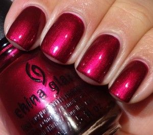 China Glaze Autumn Nights - Shimmers - Of Life and Lacquer Raspberry Nails, Wine Nails, China Glaze Nail Polish, Nagellack Trends, Red Nail, Nail Polish Collection, China Glaze, Fabulous Nails, Fancy Nails