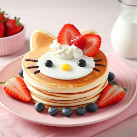 Hello Kitty Pancakes, Kitty Pancakes, Sanrio Cafe, Hello Kitty Photos, Kitty Photos, Screen Art, Collage Wall, Cat Treats, Art Collage Wall