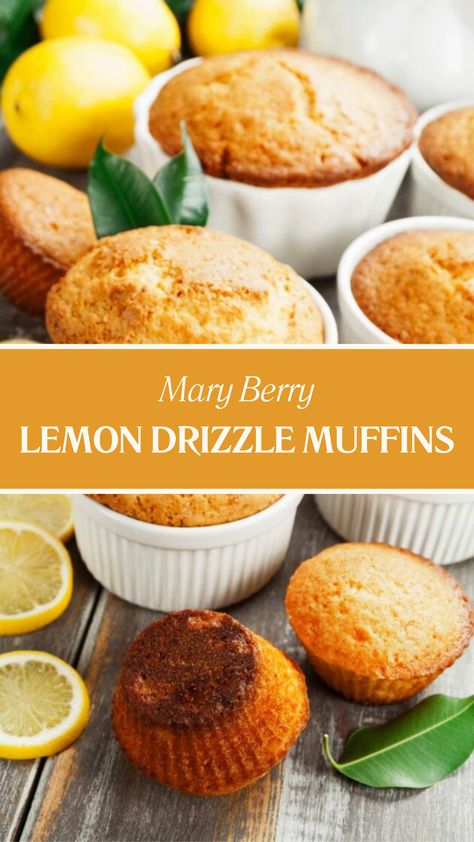 Mary Berry Lemon Drizzle Muffins Lemon Drizzle Muffins, Assorted Muffins, Plain Muffins, Mary Berry Cakes, Berry Cakes, Yogurt Eggs, Muffin Cups Recipes, Oatmeal Muffins Healthy, Cups Recipes