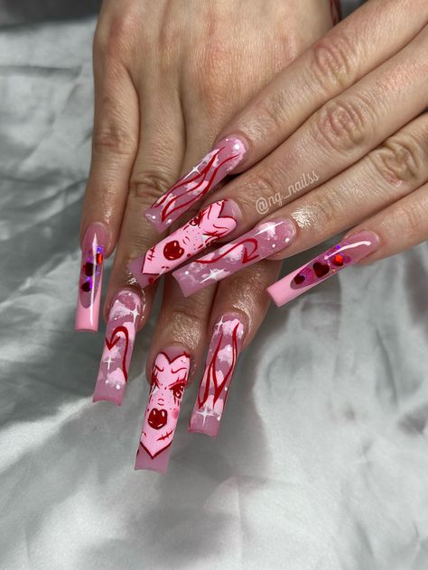 Valentine Inspired Nails, Grabbers Nails, Summer Nails Art Designs, How To Be Pretty, Pink Halloween Nails, Nail Art Designs Valentines, Nail Art Designs Valentines Day, Nail Designs For Beginners, Nails October