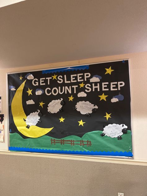 Sleep health amd wellness bulletin board Nap Time Bulletin Boards, Sleep Bulletin Board, Daycare Nap Room Ideas, Student Wellness, College Bulletin Boards, Ra Boards, Ra Bulletin Boards, Rules Poster, Classroom Rules Poster