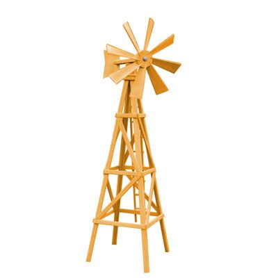 This Pennsylvanian woodworker carefully design and handcraft windmill making it a truly unique and inviting country accent to your yard or garden. The blades at the top spin in the slightest breeze while the tail keeps the device pointed into the wind. The stand is four-pronged with stabilizing crossbars and comes with four stakes to anchor it to the ground. This charming wood windmill is made in weather-resistant pressure treated, allowing you to have this classic piece in the color that best s Windmill Planter, Wooden Windmill Plans, Windmill Plan, Wood Windmill, Paper Windmill, Whirligigs Patterns, Farm Windmill, Handmade Wood Crafts, Windmill Water