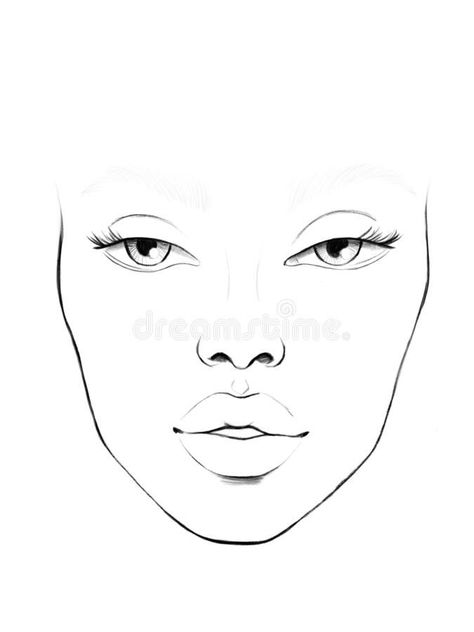 Face Chart Makeup Artist Blank. Beautiful Woman Portrait. Face Chart for Makeup. Makeup Artist Blank. Template. Stock Illustration - Illustration of graphic, lips: 244677335 Face Chart For Makeup Practice, Eyeshadow Template Blank, Blank Face For Makeup Drawing, Face To Do Makeup On Drawing, Printable Makeup Face Chart, Face Outlines For Drawing, Plain Face Drawing For Makeup, How To Draw Women Face, Makeup Template Face Make Up