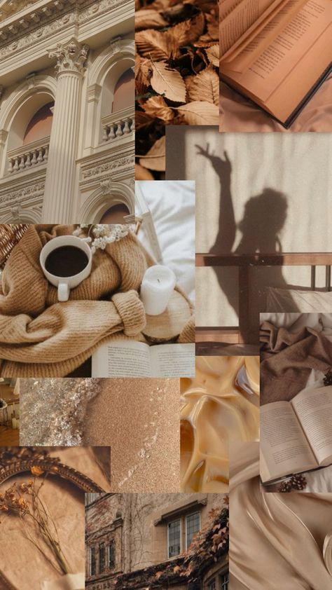 Caramel beige coloured wallpaper collage, shadows, tea books and autumn aesthetic Vanilla Wallpaper Aesthetic, Aesthetic Beige Wallpaper, Caramel Aesthetic, Aesthetic Fall Wallpaper, Vanilla Aesthetic, Wallpaper Autumn, Rose Quartz Serenity, Wallpaper Iphone Boho, Autumn Wallpaper