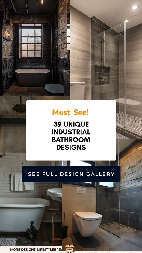 Explore 39 unique industrial bathroom designs that combine metal fixtures with raw materials for a trendy look. These modern bathroom inspirations are perfect if you're aiming for a minimalistic aesthetic and a rustic feel. From concrete sinks to exposed piping, every idea reflects the warm yet chic essence of industrial decor. Learn how to upgrade your space with stylish lighting and innovative storage solutions, making your industrial-style bathroom not only functional but also eye-catching for a complete makeover. Industrial Style Bathroom Ideas, Industrial Bathroom Design, Concrete Sinks, Industrial Style Bathroom, Concrete Walls, Industrial Aesthetic, Bathroom Inspiration Modern, Bathroom Farmhouse Style, Concrete Sink