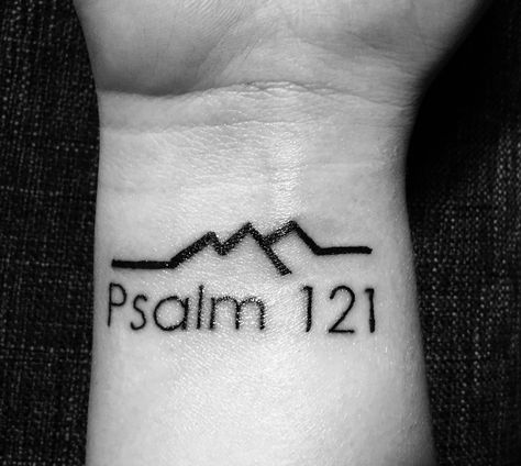 Love this but different placement....Psalm 121 tattoo My favorite bible verse: Psalm 121 A song of ascents. 1 I lift up my eyes to the mountains— where does my help come from? 2 My help comes from the Lord, the Maker of heaven and earth. Psalm 121 Tattoo, Feminine Cross Tattoo, Favorite Bible Verse, Tattoo Moon, Cross Tattoos For Women, Cool Wrist Tattoos, Wrist Tattoos For Guys, Psalm 121, Religious Tattoos