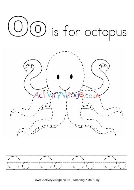 Tracing alphabet o - octopus O For Octopus, O Is For Octopus, Preschool Charts, Tracing Alphabet, Octopus Crafts, Letter O, Preschool Worksheets, Octopus, Preschool