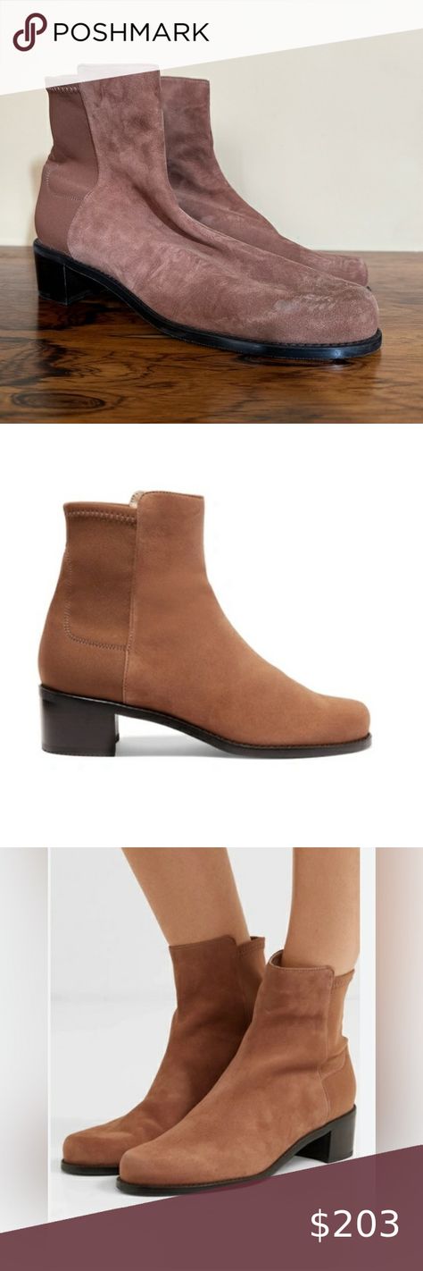 Stuart Weitzman Easyon Reserve Suede and Neoprene Ankle Boots Brown Platform Winter Boots, Ankle Boots Brown, Casual Activewear, Brown Ankle Boots, Boots Brown, Boots Ankle, Lug Sole, Leather Booties, Winter Boots