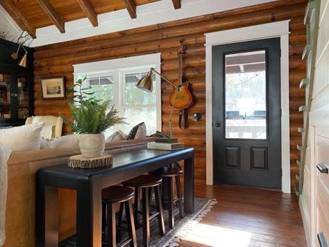 Log Cabin Remodel, Modern Cabin Interior, Cabin Renovation, Cabin Interior Design, Log Cabin Interior, Cabin Living Room, Small Log Cabin, Cabin Bedroom, Cabin Interiors