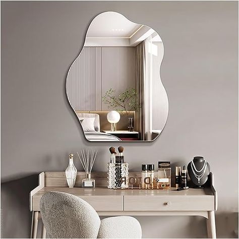 GOYUXV Cloud Shaped Wall Mounted Bathroom Mirror, Irregular Vanity Mirror, Frameless Wall Mirror, Home Decor Bedroom Decor Living Room Decor Cloud Shape Decor Room Decor (Size : 40x50CM/15.7x19.6IN) Cloud Shaped Mirror, Frameless Wall Mirror, Mirror Home Decor, Cloud Shape, Cloud Shapes, Wall Mounted Mirror, Decor Living Room, Aesthetic Room Decor, Decor Living