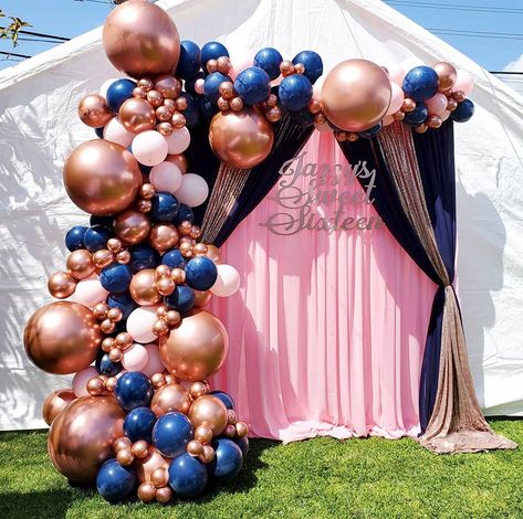 Gender Reveal Balloon Garland, Teal Balloons, Gold Party Decor, Navy Blue Party, Navy Blue Decor, Blue Party Decorations, Rose Gold Party Decor, Pink Latex, Blue Birthday Parties