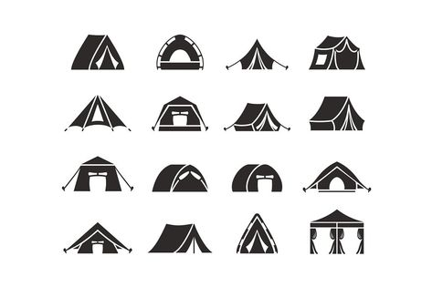 Camping tent silhouette set. Tourist tent with a canopy, reinforced with a rope with a peg. Camping Silhouette, Tent Silhouette, Classroom Art Projects, Silhouette Clip Art, Camping Art, Camping Tent, Cricut Tutorials, Art Classroom, Tent Camping