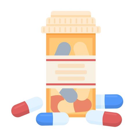 How To Draw A Pill Bottle, Pill Bottle Art Drawing, Pill Cartoon Art, Pill Bottle Illustration, Pill Bottle Outline, Simple Cartoon, Web Graphic Design, Color Vector, Logo Banners