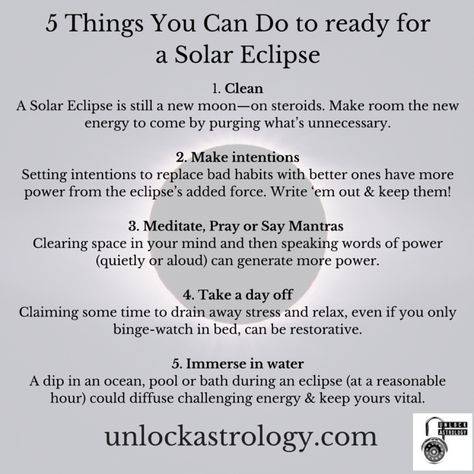 Prep for tomorrow's solar eclipse Solar Eclipse Astrology, Eclipse Book, Solar Eclipse Activity, Eclipse Party, Spiritual Awakening Signs, Solar Eclipses, Moon Eclipse, Black Magic Woman, Birth Chart