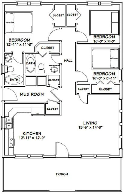 Cob House Plans, Plan Garage, Free House Plans, Cabin Floor, House Plans 3 Bedroom, Cabin Floor Plans, Small House Floor Plans, Garage House Plans, Cob House