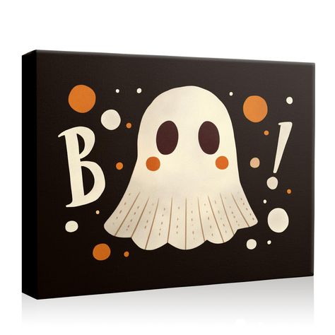 PRICES MAY VARY. Perfect Size for Every Space: Choose from our framed options in 8x10, 11x14, 16x20, and 24x30 inches. The "VYPEROCK BOO! Halloween Canvas Wall Art" is designed to complement any room, adding a delightful spooky charm wherever it's displayed. Charming Ghostly Delight: Infuse your Halloween setup with charm using our "Lovely Ghost Canvas Print Poster." This adorable ghost design adds a playful and endearing touch to your festive decorations, making it perfect for creating a warm a Cute Oil Painting, Diy Pumpkins Painting, Pumpkins Painting, Halloween Setup, Oil Painting Artwork, Diy Pumpkins, Decoration Pictures, Wiccan Decor, Poster Cute