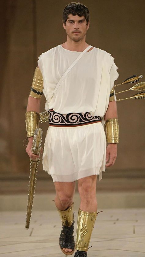 Greek Man Costume, Ancient Roman Clothing Men, Greek Mens Fashion, Greek Clothing Men, Greek Fashion Men, Greek God Costume Male, Greek Reference, Zeus Costume, Greek Mythology Costumes