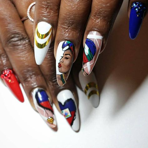 Freedom Nails, Asap Nails, Nails Fireworks, Fireworks Nails, Easy Nail Art Tutorial, American Flag Nails, Firework Nails, Flag Nails, Caribbean Fashion