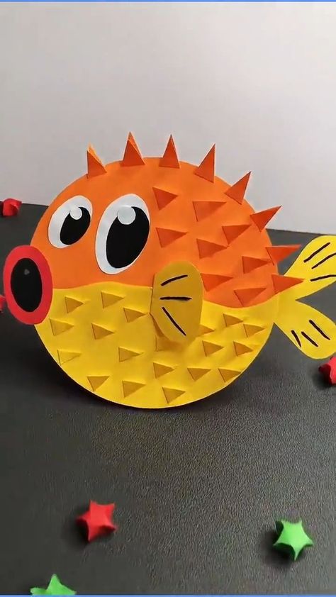 Water Unit, Easy Art For Kids, Papercraft Ideas, Sea Crafts, Fish Crafts, Hand Crafts For Kids, Paper Toy, Animal Crafts For Kids, Paper Flowers Craft