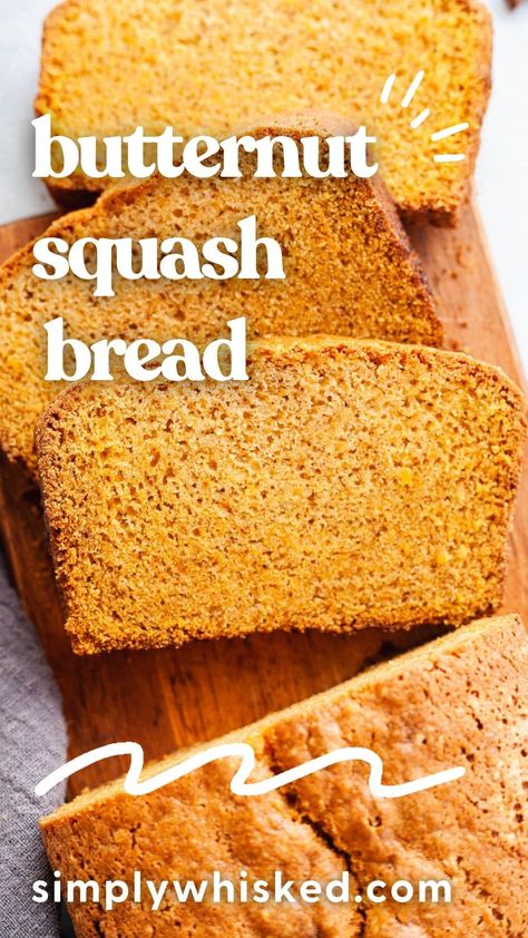 This butternut squash bread is a beautiful shade of yellow and your typical comfort food. It's sweet and moist and every other wonderful thing you can think of when it comes to quick breads! Dairy Free Quick Bread, Maple Butternut Squash, Best Butternut Squash Recipe, Butternut Squash Bread, Squash Bread, Shade Of Yellow, Butternut Squash Puree, Dairy Free Soup, Dairy Free Dinner