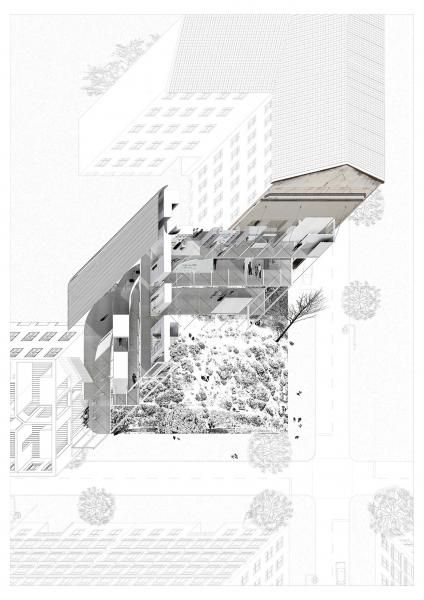 AA School of Architecture 2015 - Mads Bjørn Christiansen Paper Architecture, Elevation Drawing, Architecture Elevation, Architecture Panel, Architecture Graphics, Architectural Section, Architectural Drawing, Architecture Rendering, Diagram Architecture