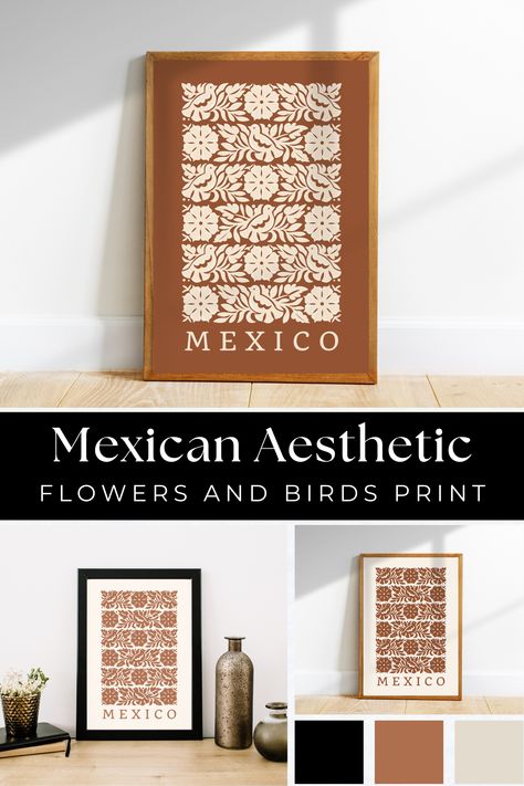 Terracotta Flowers and Birds, Mexican Boho Wall Art Print. Barro color, Amor por Mexico Printable Wall Art. Burnt Orange Abstract Print. Modern Decorative wall art. Neutral, tan color, Wall Décor. Instant download Mexican Aesthetic, Modern Decorative Wall, Mexican Wall Art, Wall Art Flowers, Arch Frame, Mexican Wall, Neutral Wall Decor, Mexican Home Decor, Modern Mexican