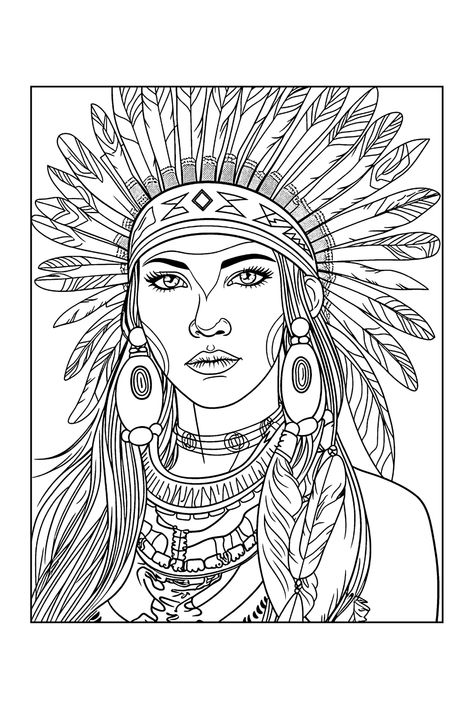 Native Drawings Easy, Black Man Coloring Pages, Indian Coloring Pages, Native American Coloring Pages, Native American Portraits, Native Drawings, Indian Drawing, Native American Drawing, Native American Quilt