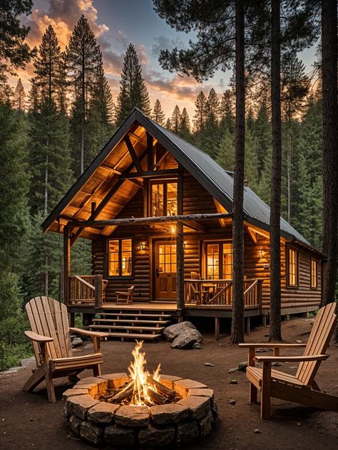 Cozy Nights Small Cozy Log Cabin, Americana Cabin, Up North Cabin, Pacific Northwest Cabin, Camp Cabins, Aesthetic Cabin, Chalet Aesthetic, Western Cabin, Mountain Cabin Aesthetic