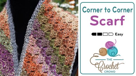 Corner to Corner Scarf Pattern + Tutorial Crochet Crowd Patterns, Crochet Scarf Infinity, Crochet Corner To Corner, Crochet Scarf Tutorial, Crochet Border Patterns, Corner To Corner Crochet, Crochet Crowd, Scarf Tutorial, Crochet For Beginners Blanket