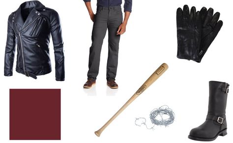 Negan Costume from The Walking Dead Negan Outfit, Negan Costume, Walking Dead Halloween Costumes, Negan Cosplay, The Walking Dead Halloween, The Walking Dead Negan, Halloween Costume Props, Outfit Collection, Dean Morgan