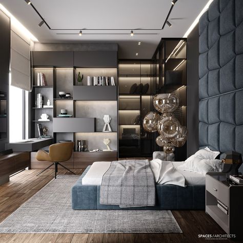 Bedroom on Behance Teen Boy Bedroom Furniture, Teenager Bedroom Design, Man Bedroom, Mens Bedroom Decor, Bedroom Interior Design Luxury, Boy Bedroom Design, Luxury Dining Room, Modern Bedroom Decor, Kids Room Design