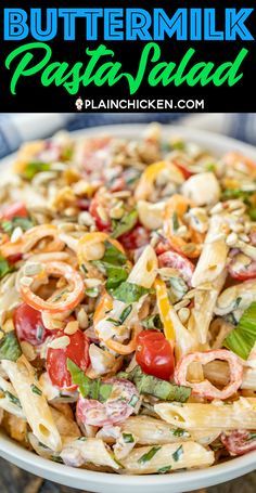 Buttermilk Pasta Sauce Recipes, Pasta Salad With Canned Chicken, Buttermilk Pasta Sauce, Pasta Salad Mayonnaise, Best Pasta Salad Ever, Buttermilk Salad, Plain Chicken Recipe, The Best Pasta Salad, Macaroni Salads