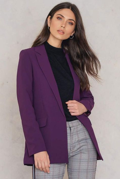 Purple Blazer Outfit, Blazer Outfit Ideas, Daphne Costume, Black Slim Pants, Job Clothes, Oversize Blazer, Casual Attire For Women, Purple Blazers, Outfit Blazer