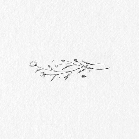 Tiny Tattoos Floral, Horizontal Fine Line Tattoo, Fineline Wildflower Tattoo, Fine Line Flower Tattoo Ribs, Fine Line Tattoo Women, Small Botanical Tattoo, Small Wildflower Tattoo, Horizontal Tattoos For Women, Dainty Wildflower Tattoo