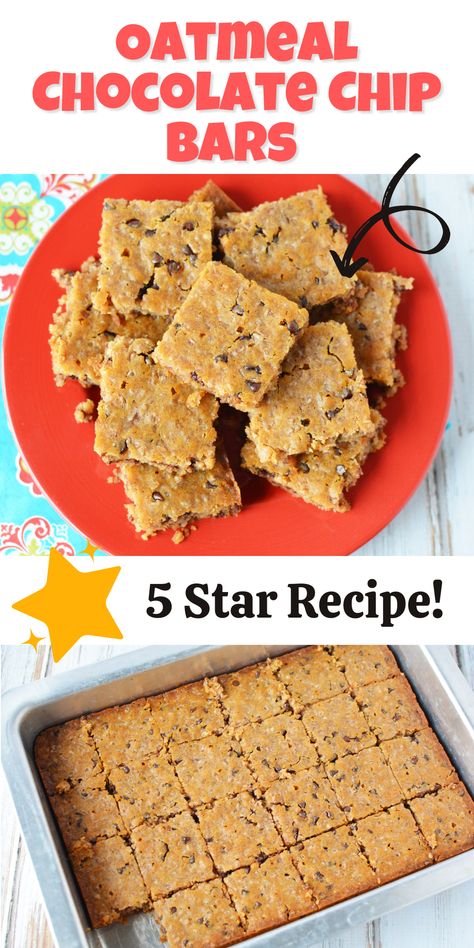 Recipes Using Leftover Cooked Oatmeal, What To Do With Leftover Oatmeal, Leftover Oatmeal Recipes, Oatmeal Chocolate Chip Bars Recipe, Snacks For After School, Leftover Oatmeal, After School Snacks For Kids, Oatmeal Granola Bars, Oatmeal Chocolate Chip Bars