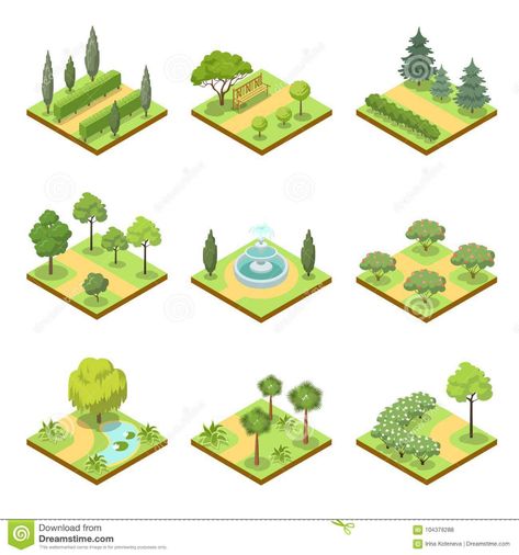 Tree Vector Art, Construction Icon, Building Landscape, Urban Design Graphics, Urban Design Concept, Landscape Architecture Drawing, Isometric Drawing, Tree Vector, Vintage House Plans