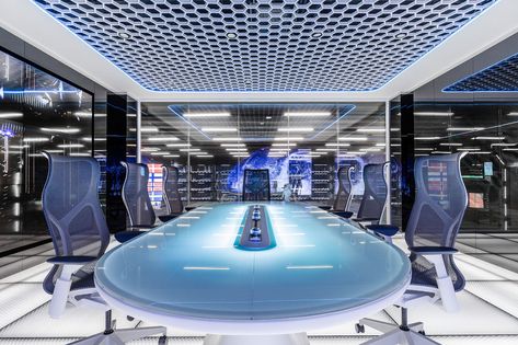 Futuristic Meeting Room, Futuristic Office Interior, Futuristic Office Design, Meeting Room Design Office, High Tech Interior, Futuristic Office, Futuristic Interior Design, Meeting Room Design, Futuristic Space