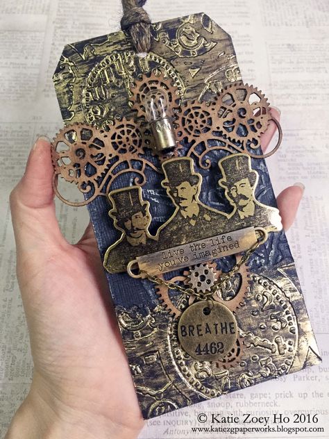 Steampunk Cards, Timmy Time, Tim Holtz Tags, Steampunk Mixed Media, Tim Holtz Crafts, Steampunk Crafts, Journal Tags, Tim Holtz Cards, Mixed Media Tags