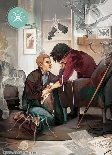 Sherlock Holmes, John Watson - Sherlock BBC fan art Sherlock Meme, Johnlock Fanart, John Lock, Sherlock Art, Art Spiderman, Art Harry Potter, Watson Sherlock, Mrs Hudson, Sherlock Holmes Bbc