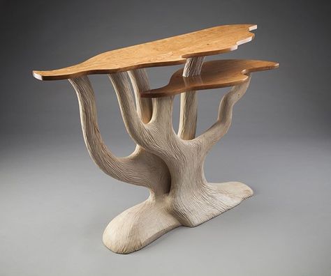 Fine Woodworking Furniture, Wood Shop Projects, Log Furniture, Woodworking Table, Free Woodworking Plans, Elements Of Nature, Wood Console Table, Nature Inspired Design, Wood Console