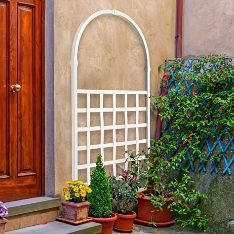 Garden Trellis For Climbing Plants, Base Trellis, Indoor And Outdoor Plant Support For Vines, Flowers, Vegetables, White | Today's Best Daily Deals | Temu Climbing Plants Indoor, Vines Flowers, Trellis Indoor, Outdoor Plant, Indoor Herb Garden, Plant Supports, Garden Buildings, Grid Design, Garden Trellis