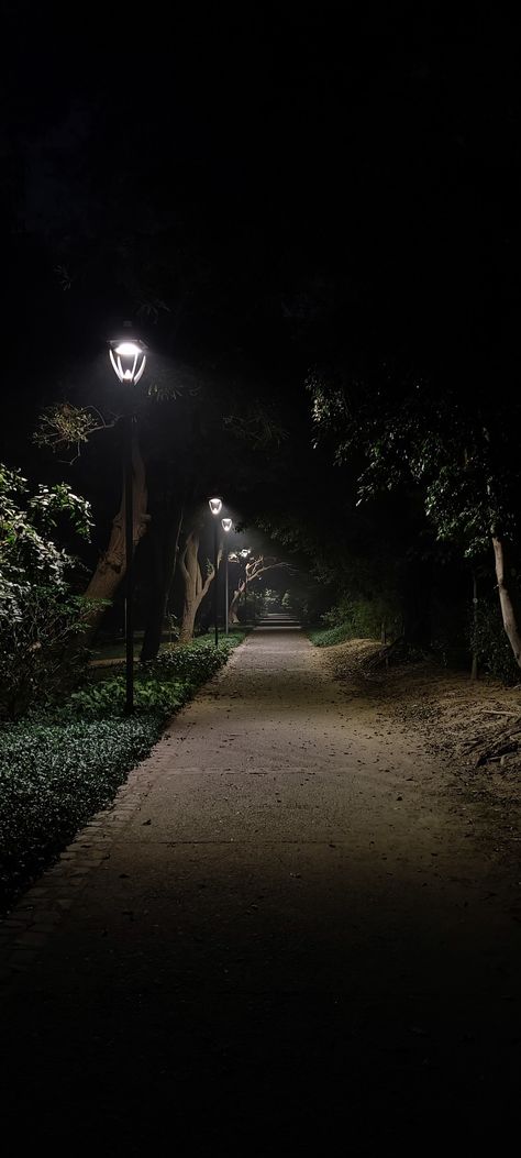 Dark Roads Aesthetic, Night Garden Aesthetic, Night Walk Snap, Night Aesthetic Nature, Path Pictures, Night Asthetics Photos, Kolkata Snap, Delhi Aesthetic, Night Walking Aesthetic