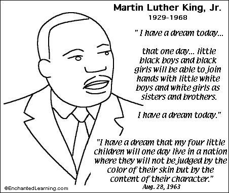 Martin Luther King Jr. from Enchanted Learning Martin Luther King Speech, Mlk Activities, Martin Luther King Jr Activities, I Have A Dream Speech, Mlk Jr, Dr Martin Luther King, Teachable Moments, Martin Luther King Day, I Have A Dream