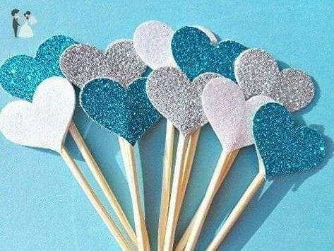 Dekoracije Za Rodjendan, Toper Cake, Wedding Shower Cupcakes, Star Cake Topper, Minnie Mouse Birthday Decorations, Gold Glitter Heart, Wedding Cupcake Toppers, Glitter Cupcakes, Heart Cupcakes