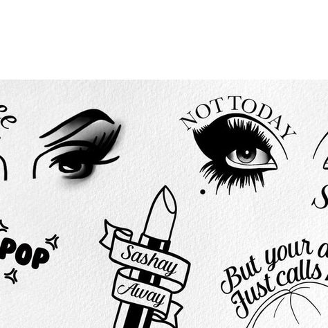 Drag Tattoo Ideas, Rupaul Tattoo, Drag Race Tattoo, Drag Queen Tattoo, Funny Tattoo, Queen Tattoo, Flash Sheet, Pin Up Tattoos, Funny Tattoos