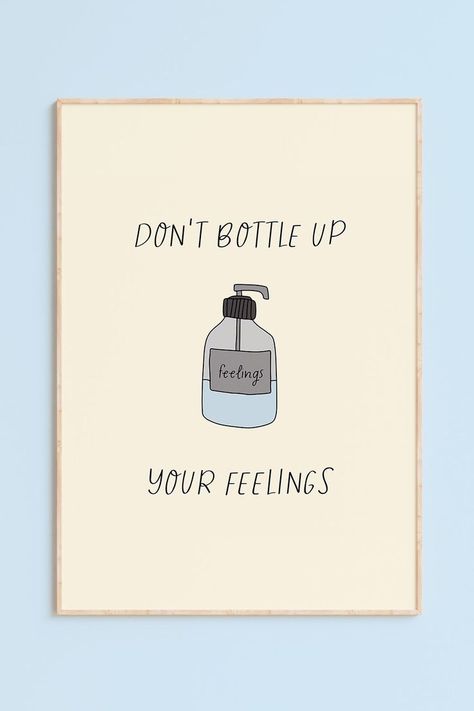 Dont Bottle Up Your Feelings - Printable Digital Art Print Office Decor Therapy, Therapy Poster, School Counsellor, Therapy Office Decor, Therapy Office, Pastel Print, School Psychologist, School Counselor, Office Wall