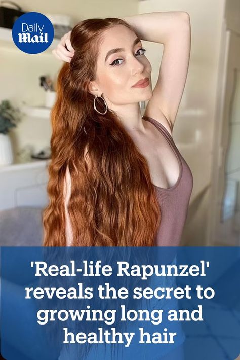 'Real-life Rapunzel' with 4ft locks says the secret to growing long and healthy hair is avoiding a hairdryer, eating plenty of veggies and washing it just once a WEEK Rapunzel Long Hair, Long And Healthy Hair, Real Rapunzel, Real Life Rapunzel, Drugstore Hair Products, Hair Secrets, Long Healthy Hair, Rapunzel Hair, Natural Hair Oils