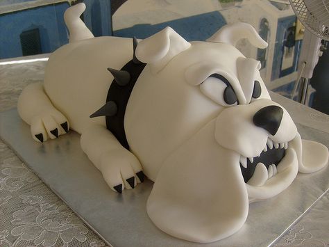 Cake #3490 (40 Servings) by dpasteles cake shop (San Antonio, TX), via Flickr Bulldog Cake Ideas, Cake Figures, Bulldog Cake, Children Cake, Cupcakes Decorating, Stunning Cakes, Ball Ideas, 3d Dog, Monster High Party