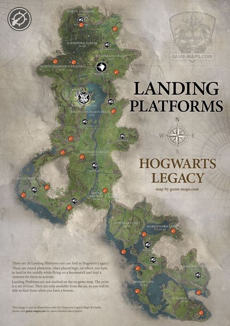 Map with locations and description of all 20 Landing Platforms in Hogwarts Legacy, Landing Platforms are round platforms, often placed high, on which you have to land in the middle while flying on a broomstick, Hogwarts Legacy Maps, Walkthrough & Guide. Hogwarts Legacy Poster, Hogwarts Legacy Field Guide, Hogwarts Legacy Broomsticks, Hogwarts Legacy Vivarium Ideas, Hogwarts Legacy Map, Hogwarts Legacy Tips, Hog Warts Legacy, Room Of Requirement Hogwarts Legacy, Hogwarts Legacy Game